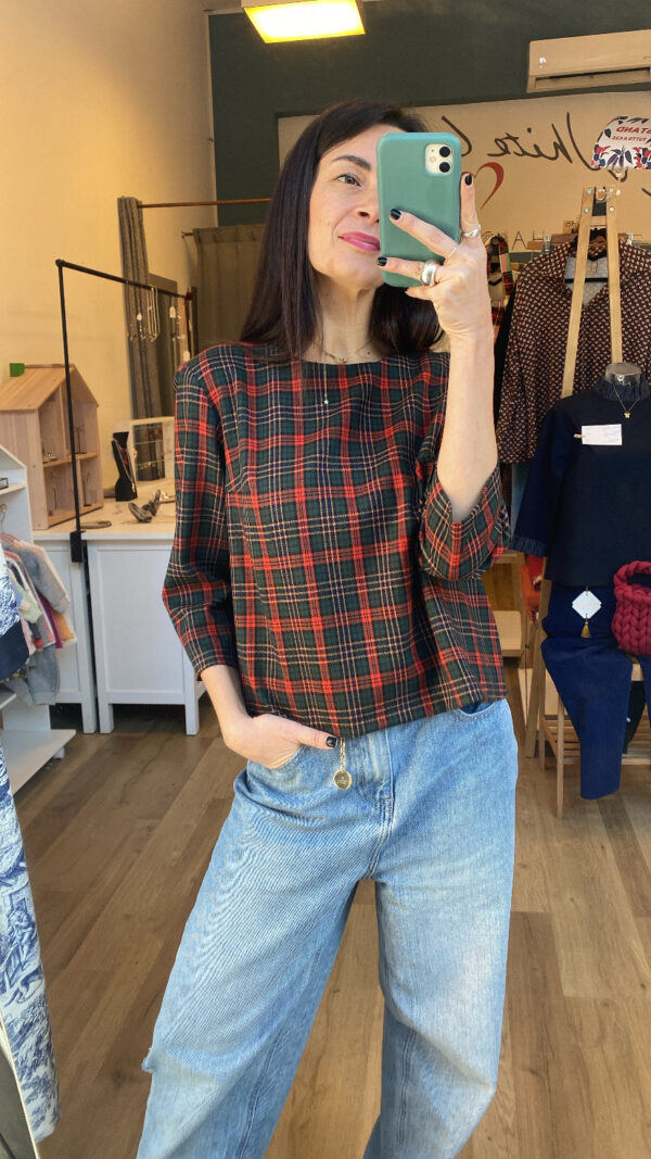 Blusa Silvia scozzese verde