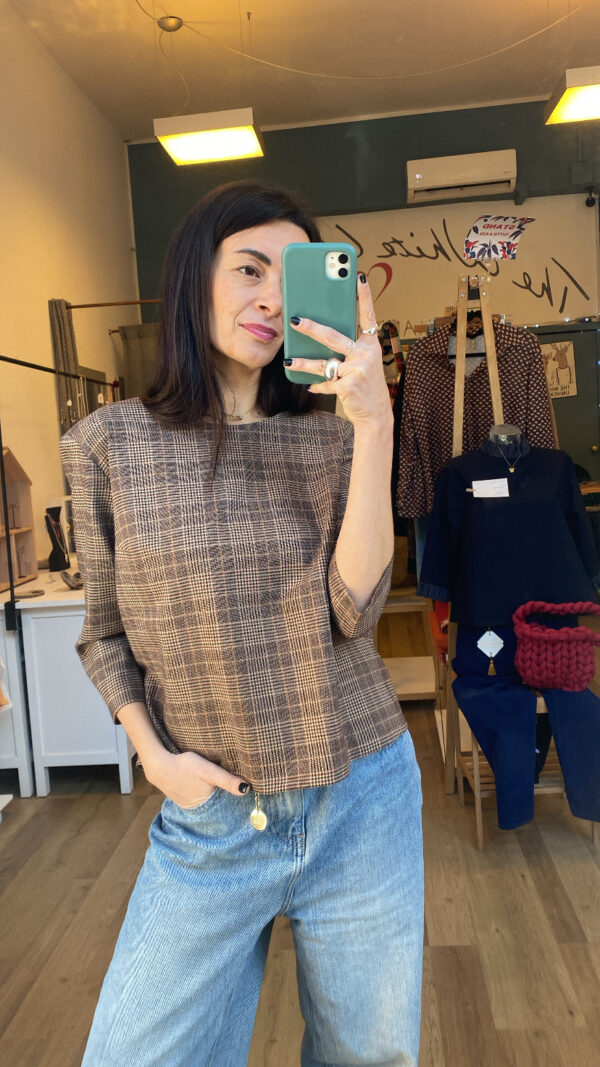 Blusa Silvia scozzese beige