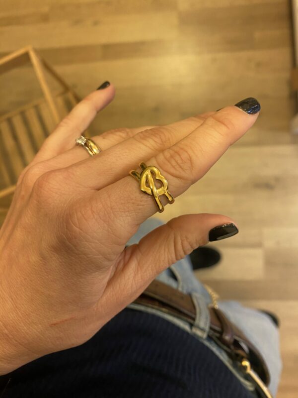 Anello cuore acciaio oro
